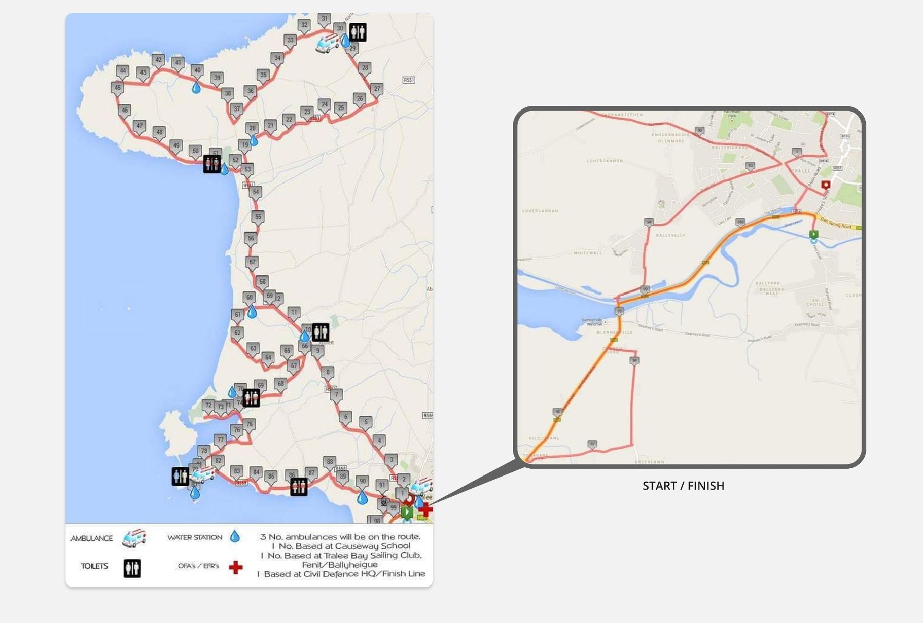Tralee 100K ultra marathon 2024 map